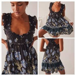 Free People Bali Wild Daisy Slip in Black Combo NWT